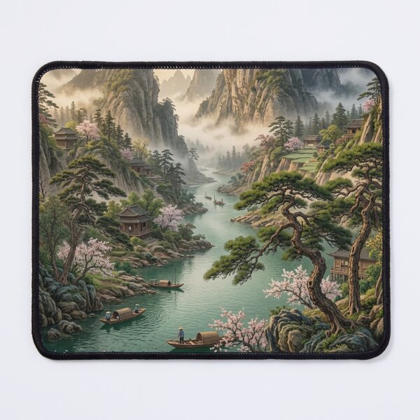 Item preview, Serene Chinese Mountain River Valley designed and sold by Madame-Verny.