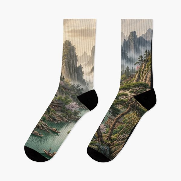Item preview, Serene Chinese Mountain River Valley designed and sold by Madame-Verny.