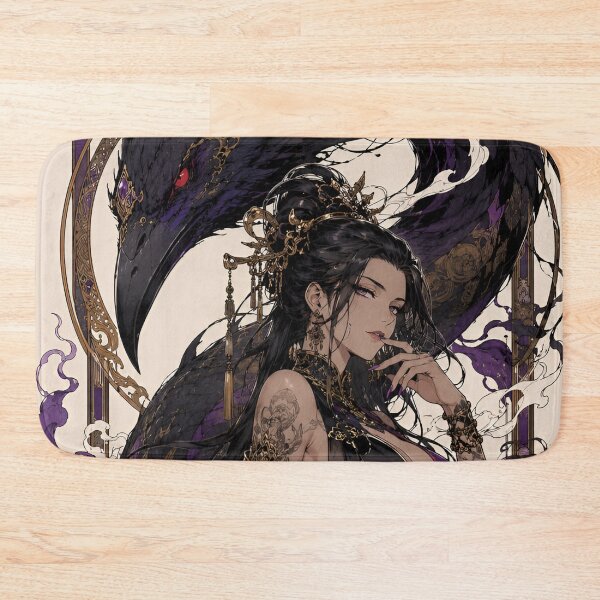 Item preview, Dark Fantasy Dragon Empress – Gothic Japanese Woman & Black Dragon Art designed and sold by Dyan4.
