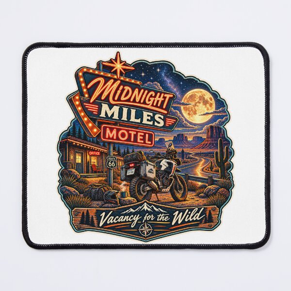 Item preview, Midnight Miles Motel Retro Motorcycle Touring Design designed and sold by TorqueTheoryLab.