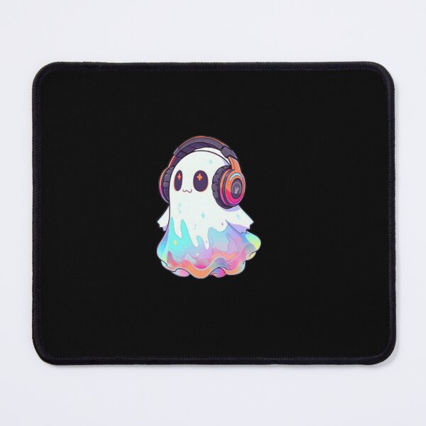 Item preview, Cute Pastel Iridescent Ghost Listening to Music with Headphones designed and sold by GrimNest.