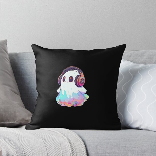 Item preview, Cute Pastel Iridescent Ghost Listening to Music with Headphones designed and sold by GrimNest.