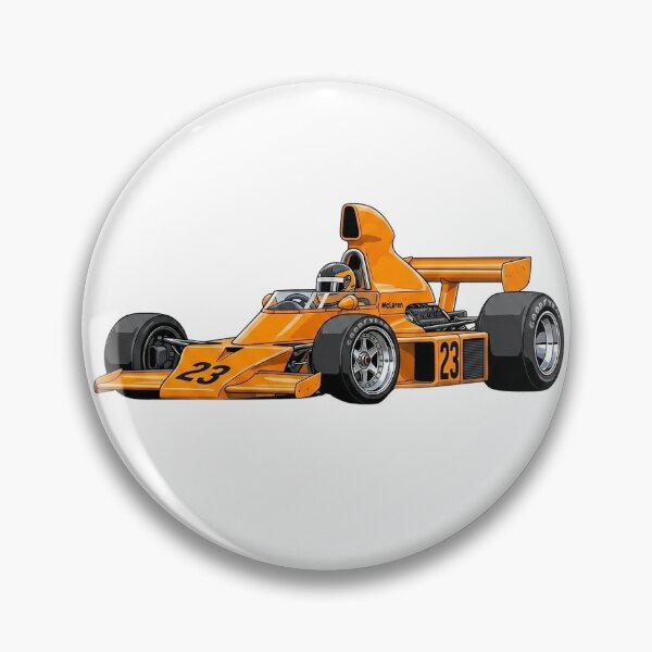 Item preview, 1973 McLaren M23 Denny Hulme Papaya Orange Vintage F1 Racing Car Illustration designed and sold by Motorline44.
