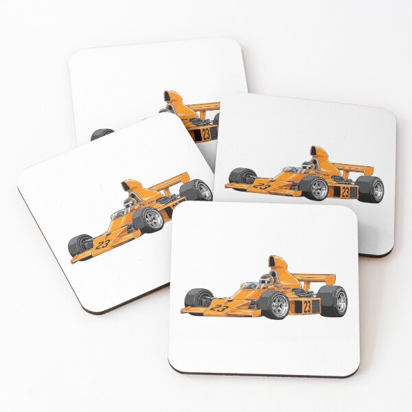 Item preview, 1973 McLaren M23 Denny Hulme Papaya Orange Vintage F1 Racing Car Illustration designed and sold by Motorline44.