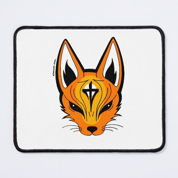 Item preview, Anime Kitsune Fox Mask with Japanese Streetwear Calligraphy designed and sold by elmuna.