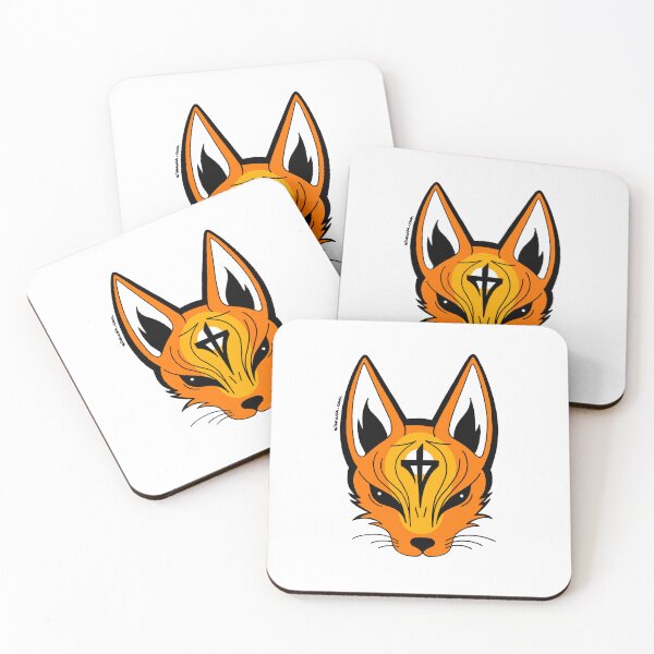Item preview, Anime Kitsune Fox Mask with Japanese Streetwear Calligraphy designed and sold by elmuna.