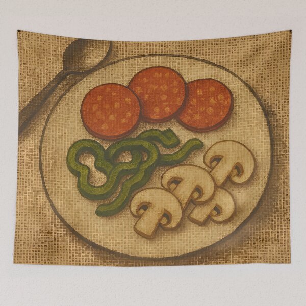Item preview, Vintage Pepperoni Plate Illustration with Vegetables designed and sold by PandaTShirtShop.