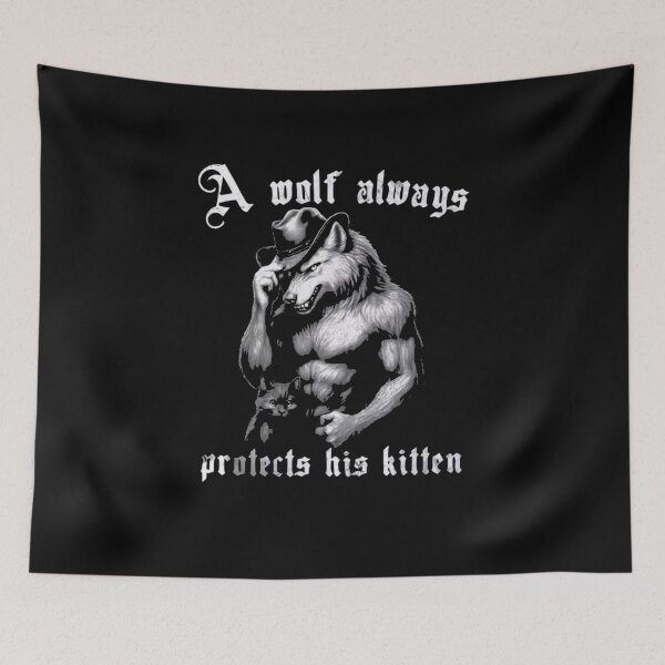 Item preview, A Wolf Always Protects His Kitten – Funny Alpha Wolf Meme  designed and sold by roartusa.