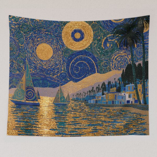 Item preview, Fine art intricate harbor scene with sailboat designed and sold by dcrc.