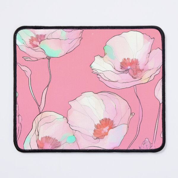 Item preview, PINK POPPY FLOWERS S001 DELICATE ROSE BLUSH Line Drawing Art Print Party Decoration~Baby/Bridal/Wedding/Birthday Gift Favor designed and sold by Spinning Plates 360.