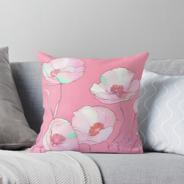 Item preview, PINK POPPY FLOWERS S001 DELICATE ROSE BLUSH Line Drawing Art Print Party Decoration~Baby/Bridal/Wedding/Birthday Gift Favor designed and sold by Spinning Plates 360.
