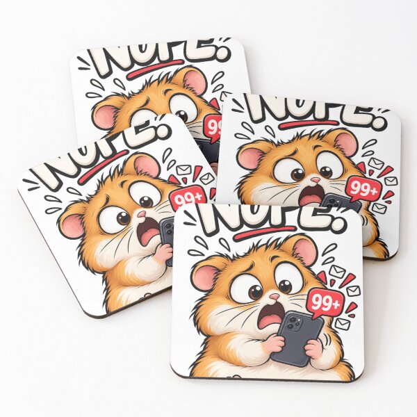 Item preview, Hamster Phone Moments – NOPE | Funny 99+ Notifications Cartoon designed and sold by Kiinaaa.