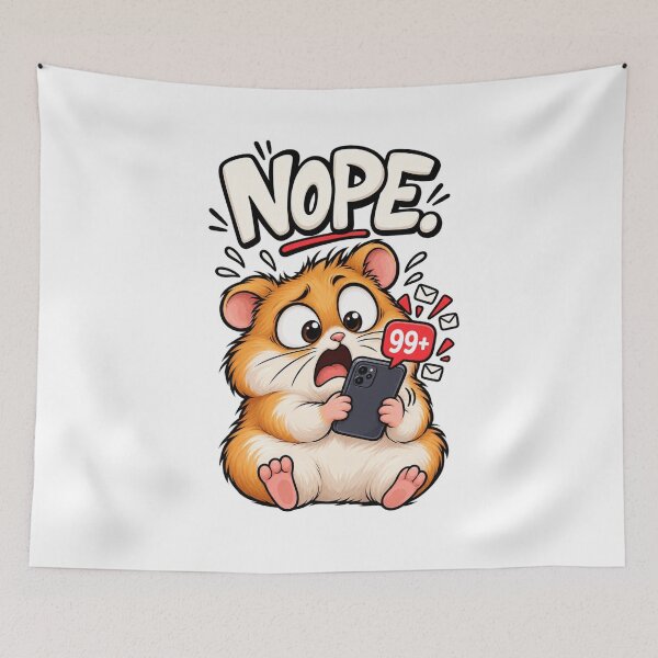 Item preview, Hamster Phone Moments – NOPE | Funny 99+ Notifications Cartoon designed and sold by Kiinaaa.