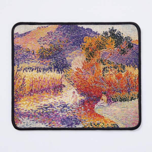 Item preview, River in Saint-Clair by Henri Edmond Cross - Vintage Landscape Wall Art, Pointillist Mountain and Wildflower Field, Neo-Impressionist Art Print designed and sold by RickE.