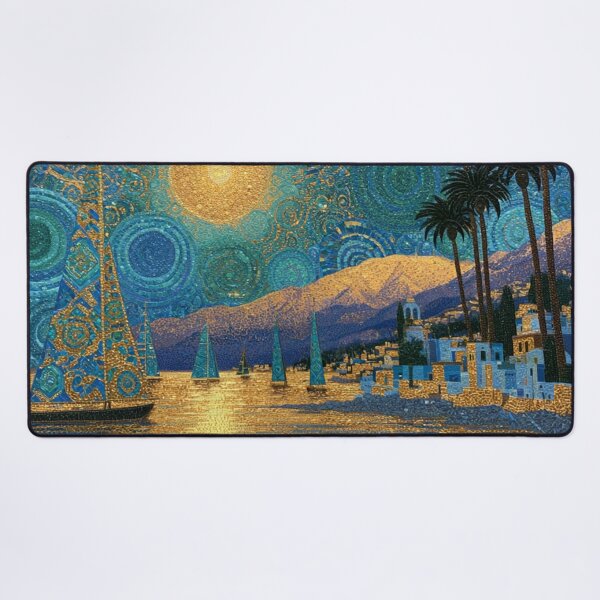 Item preview, Fine art intricate harbor scene with sailboat designed and sold by dcrc.