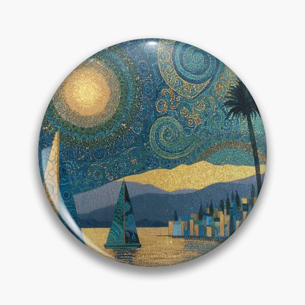 Item preview, Fine art intricate harbor scene with sailboat designed and sold by dcrc.