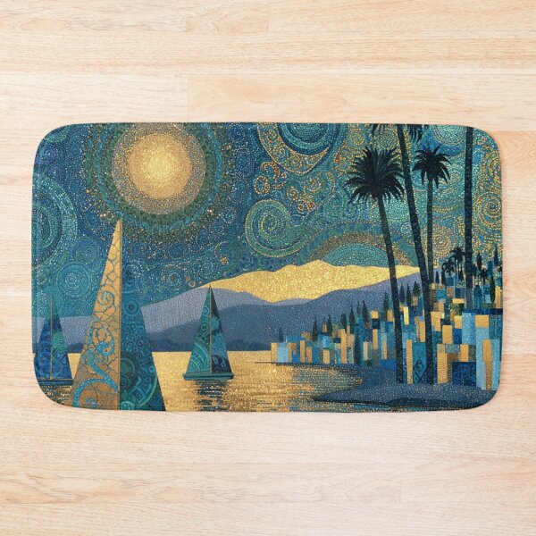 Item preview, Fine art intricate harbor scene with sailboat designed and sold by dcrc.