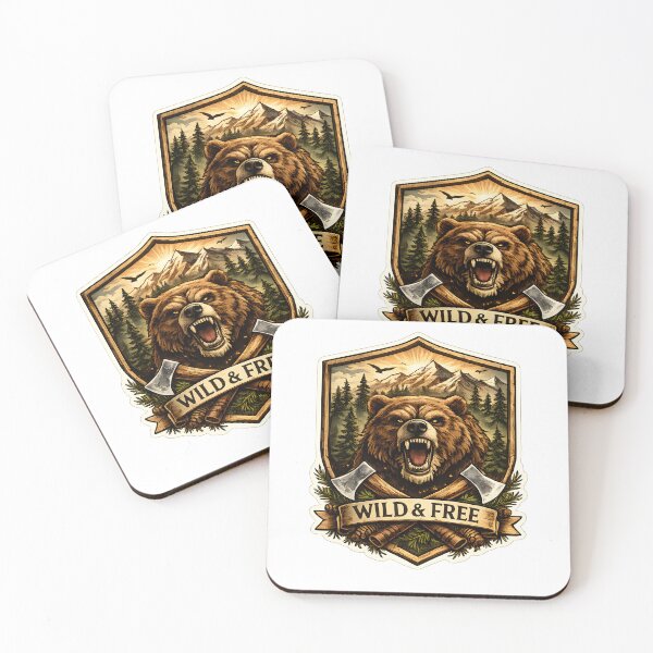Item preview, Wild And Free Bear Mountain Emblem designed and sold by CreativeMindsetLab.