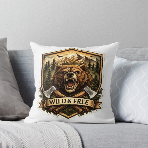 Item preview, Wild And Free Bear Mountain Emblem designed and sold by CreativeMindsetLab.