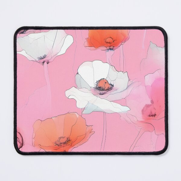 Item preview, PINK POPPY FLOWERS S004 DELICATE ROSE BLUSH Line Drawing Art Print Party Decoration~Baby/Bridal/Wedding/Birthday Gift Favor designed and sold by Spinning Plates 360.