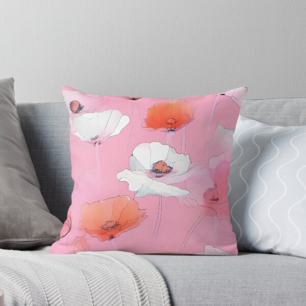 Item preview, PINK POPPY FLOWERS S004 DELICATE ROSE BLUSH Line Drawing Art Print Party Decoration~Baby/Bridal/Wedding/Birthday Gift Favor designed and sold by Spinning Plates 360.