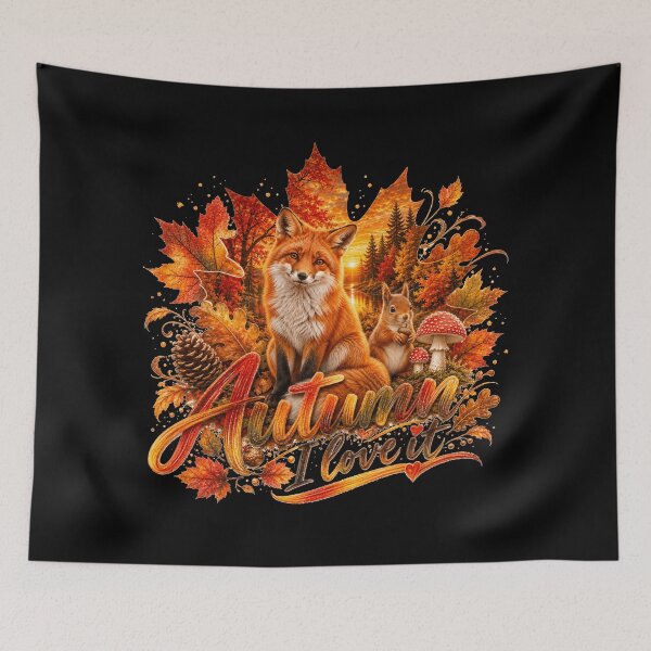 Item preview, Autumn I Love It – Fox, Squirrel & Forest Magic designed and sold by HeyFajnaLinja.