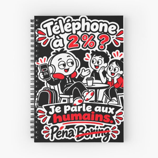 Aperçu de l'œuvre Téléphone à 2 % ? Je parle aux humains – T-shirt humour antisocial créée et vendue par J-Impression.