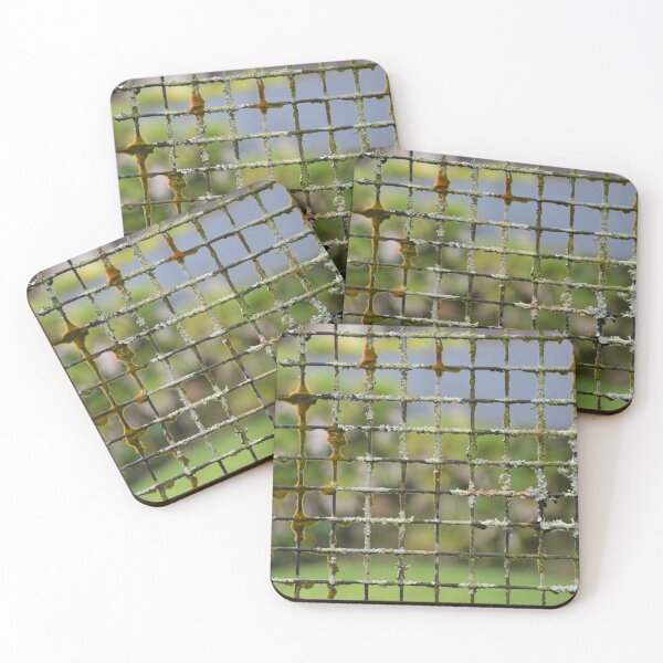 Item preview, Moss and Lichen Covered Metal Wire Fence designed and sold by MiraNadaPrints.