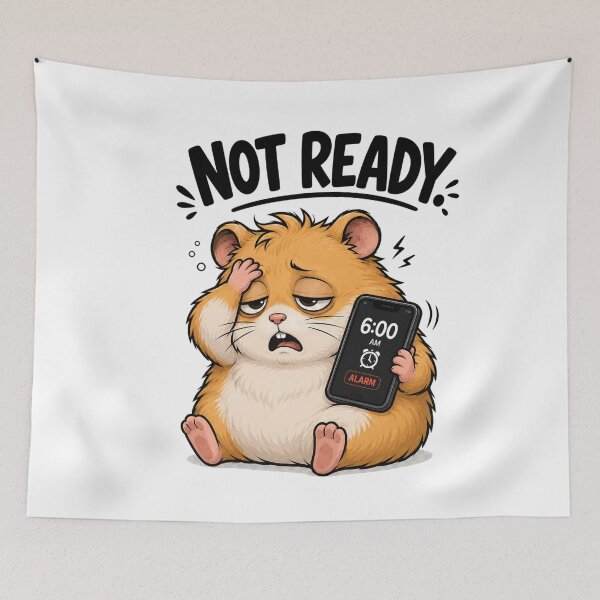 Artikelvorschau, Hamster-Telefon-Momente – NICHT BEREIT | Lustiger Wecker-Cartoon um 6:00 Uhr morgens entworfen und verkauft von Kiinaaa.