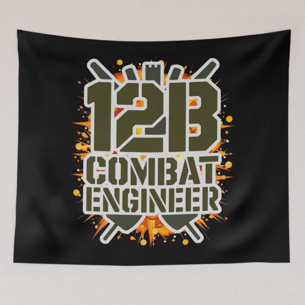 Item preview, 12B Combat Engineer — Classic Military Stencil Shovel Emblem U.S. Army MOS Graphic White Outline Explosion designed and sold by GFamilyC.