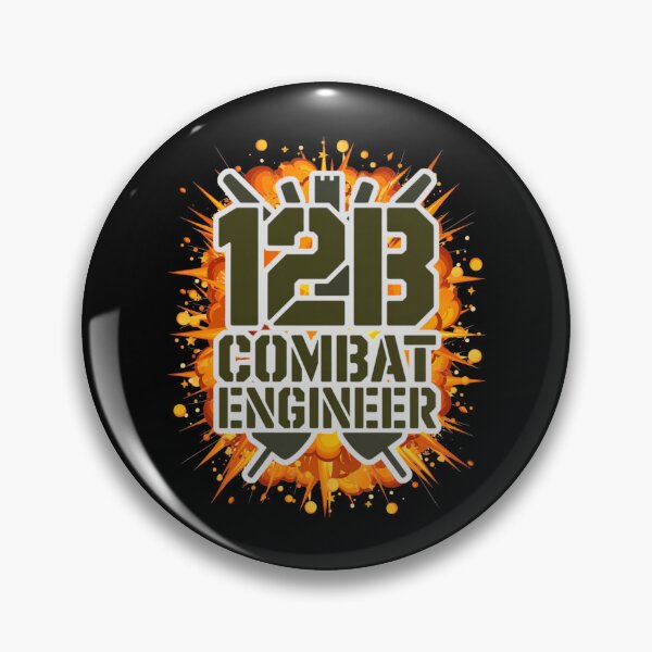 Item preview, 12B Combat Engineer — Classic Military Stencil Shovel Emblem U.S. Army MOS Graphic White Outline Massive Explosion designed and sold by GFamilyC.