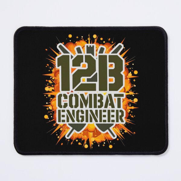 Item preview, 12B Combat Engineer — Classic Military Stencil Shovel Emblem U.S. Army MOS Graphic White Outline Massive Explosion designed and sold by GFamilyC.