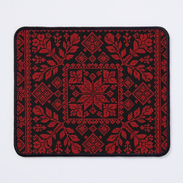 Item preview, Palestinian Folk Embroidery – Dark Red Floral Tatreez Pattern designed and sold by BrainCurves.