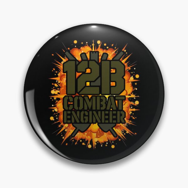 Item preview, 12B Combat Engineer — Classic Military Stencil Shovel Emblem U.S. Army MOS Graphic Black Outline Massive Explosion designed and sold by GFamilyC.