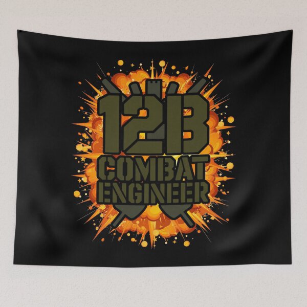 Item preview, 12B Combat Engineer — Classic Military Stencil Shovel Emblem U.S. Army MOS Graphic Black Outline Massive Explosion designed and sold by GFamilyC.
