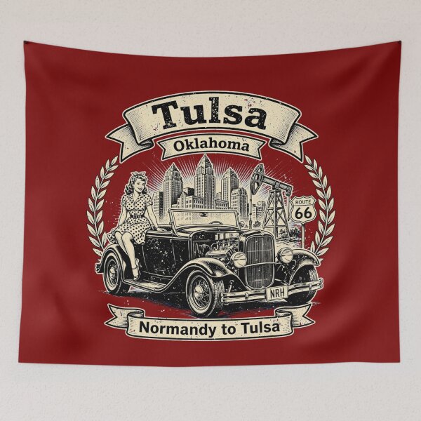 Item preview, Tulsa Oklahoma Vintage Hot Rod designed and sold by Normandy Road Heritage™ - Vintage Garage Art.