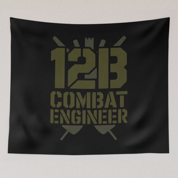 Item preview, 12B Combat Engineer — Classic Military Stencil Shovel Emblem U.S. Army MOS Graphic Black Outline designed and sold by GFamilyC.
