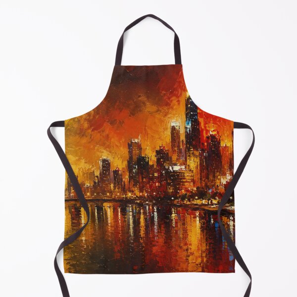 Item preview, Fiery City Reflections | Red & Gold Urban Skyline Art designed and sold by Joey Santiago.