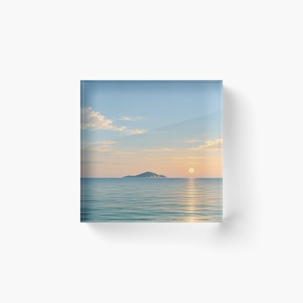 Item preview, Distant Island at Sunset | Minimalist Seascape designed and sold by Zaramodo.
