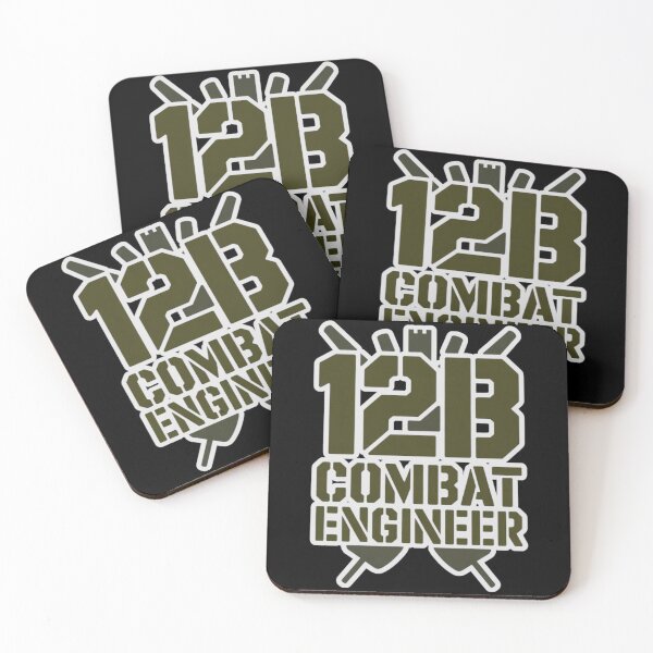 Item preview, 12B Combat Engineer — Classic Military Stencil Shovel Emblem U.S. Army MOS Graphic White Outline designed and sold by GFamilyC.