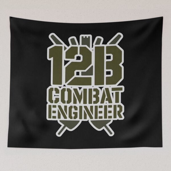 Item preview, 12B Combat Engineer — Classic Military Stencil Shovel Emblem U.S. Army MOS Graphic White Outline designed and sold by GFamilyC.