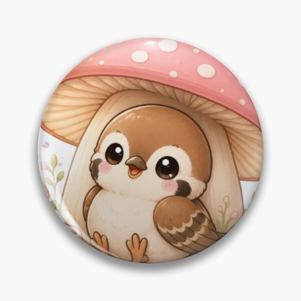 Item preview, Cute Kawaii Sparrow Under Mushroom | Cozy Bird Sticker | Cute Cottagecore Design | Bird Lover Gift | Aesthetic Animal Art designed and sold by Vegasstickers.