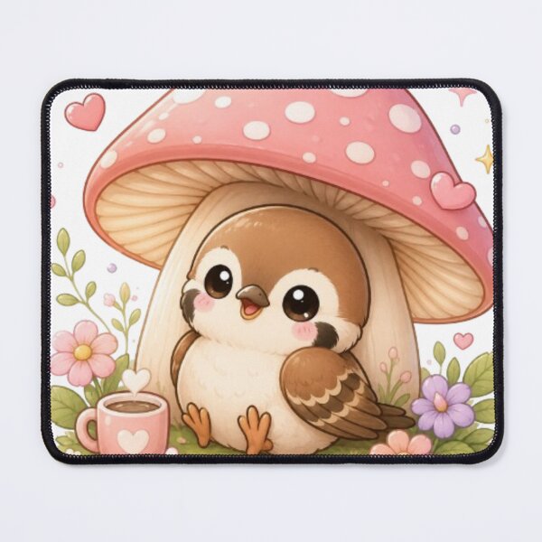 Item preview, Cute Kawaii Sparrow Under Mushroom | Cozy Bird Sticker | Cute Cottagecore Design | Bird Lover Gift | Aesthetic Animal Art designed and sold by Vegasstickers.