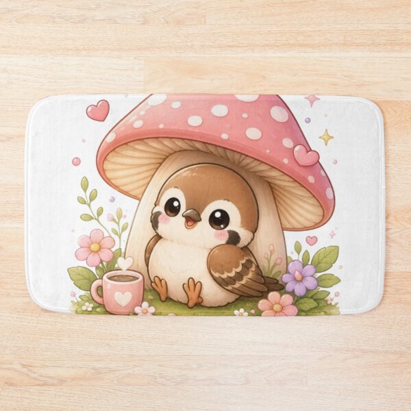 Item preview, Cute Kawaii Sparrow Under Mushroom | Cozy Bird Sticker | Cute Cottagecore Design | Bird Lover Gift | Aesthetic Animal Art designed and sold by Vegasstickers.