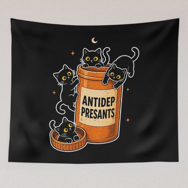Item preview, Cute black cats with a Antidepressant design designed and sold by rafaeltto.