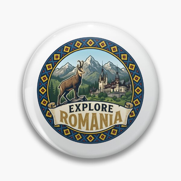Item preview, Explore Romania Vintage Carpathian Travel Badge & Folk Art designed and sold by eihabo.