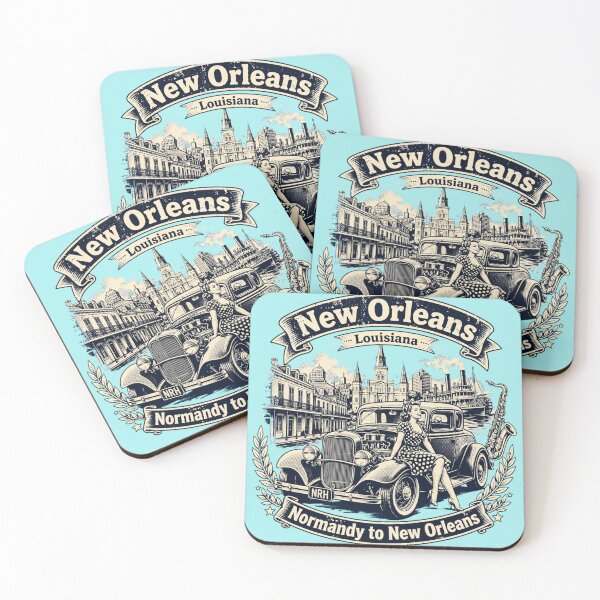 Item preview, New Orleans Louisiana Vintage Hot Rod designed and sold by Normandy Road Heritage™ - Vintage Garage Art.