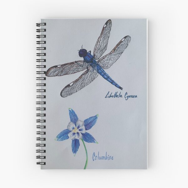 Item preview, Blue Dragonfly and Columbine flower designed and sold by purpleirisbloom.