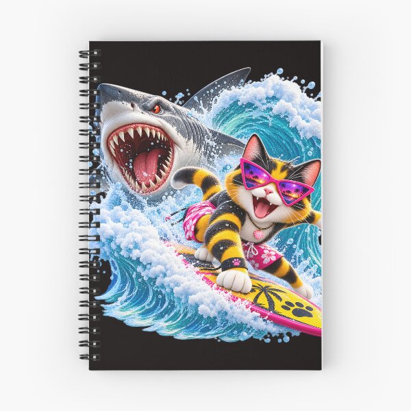 Item preview, Surfing Cat Chased by Shark  designed and sold by ARabbitHole.