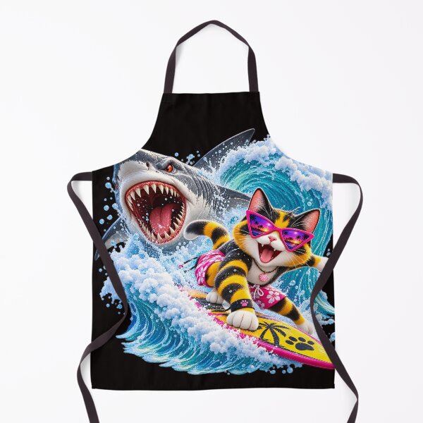Item preview, Surfing Cat Chased by Shark  designed and sold by ARabbitHole.